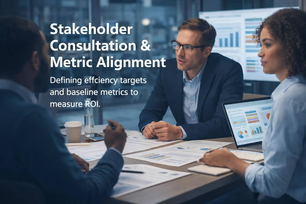 Operational efficiency consulting discussion reviewing workflow improvements